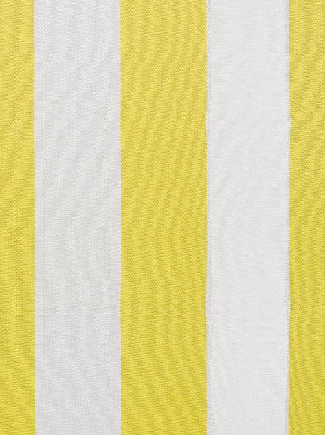 Peinture acrylique sur tissu rayé blanc et jaune d'or by Daniel Buren