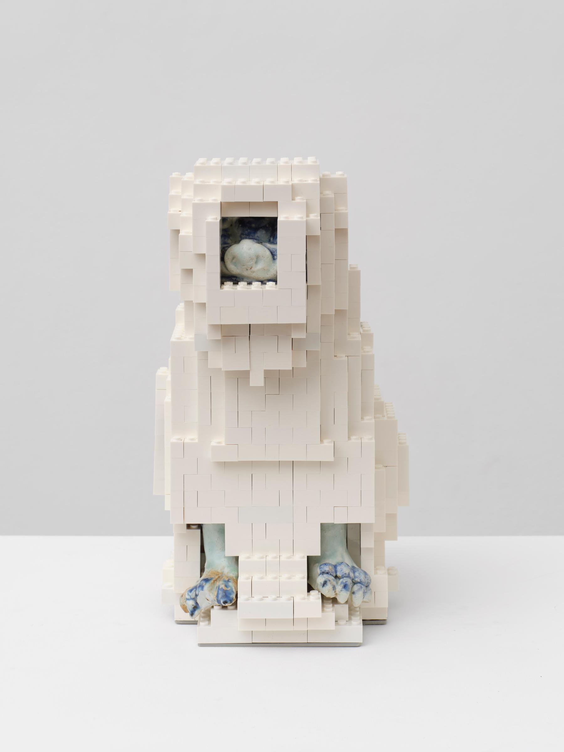 Blue-and-White Porcelain Lion Merged with Toy Bricks by Ai Weiwei